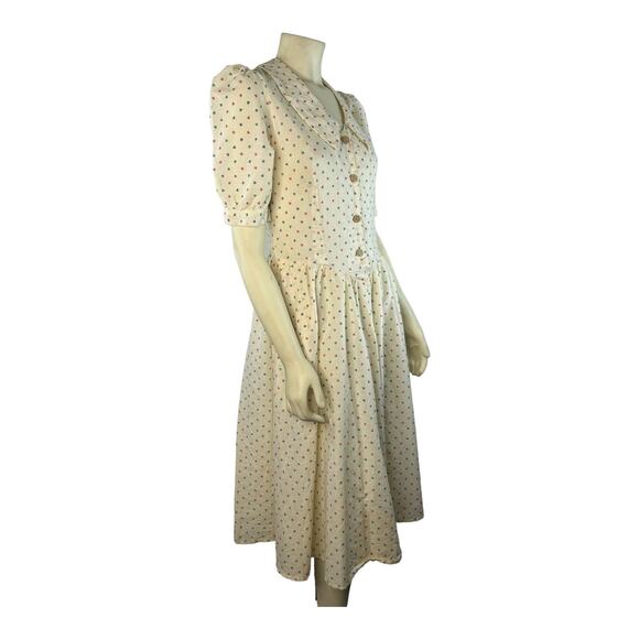 American Vintage Shirt waist dress cream with hearts all over size small - Picture 9 of 11